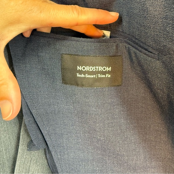 Nordstrom Tech Smart Trim Fit Blazer Sport Coat Stretch Blue Size 40R - Picture 5 of 7